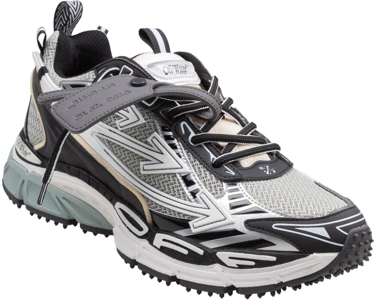 OFF-WHITE Off white be right mesh and leather sneakers in grey and black Grijs