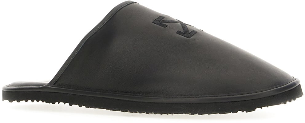 OFF-WHITE Off White Black leather slippers Zwart