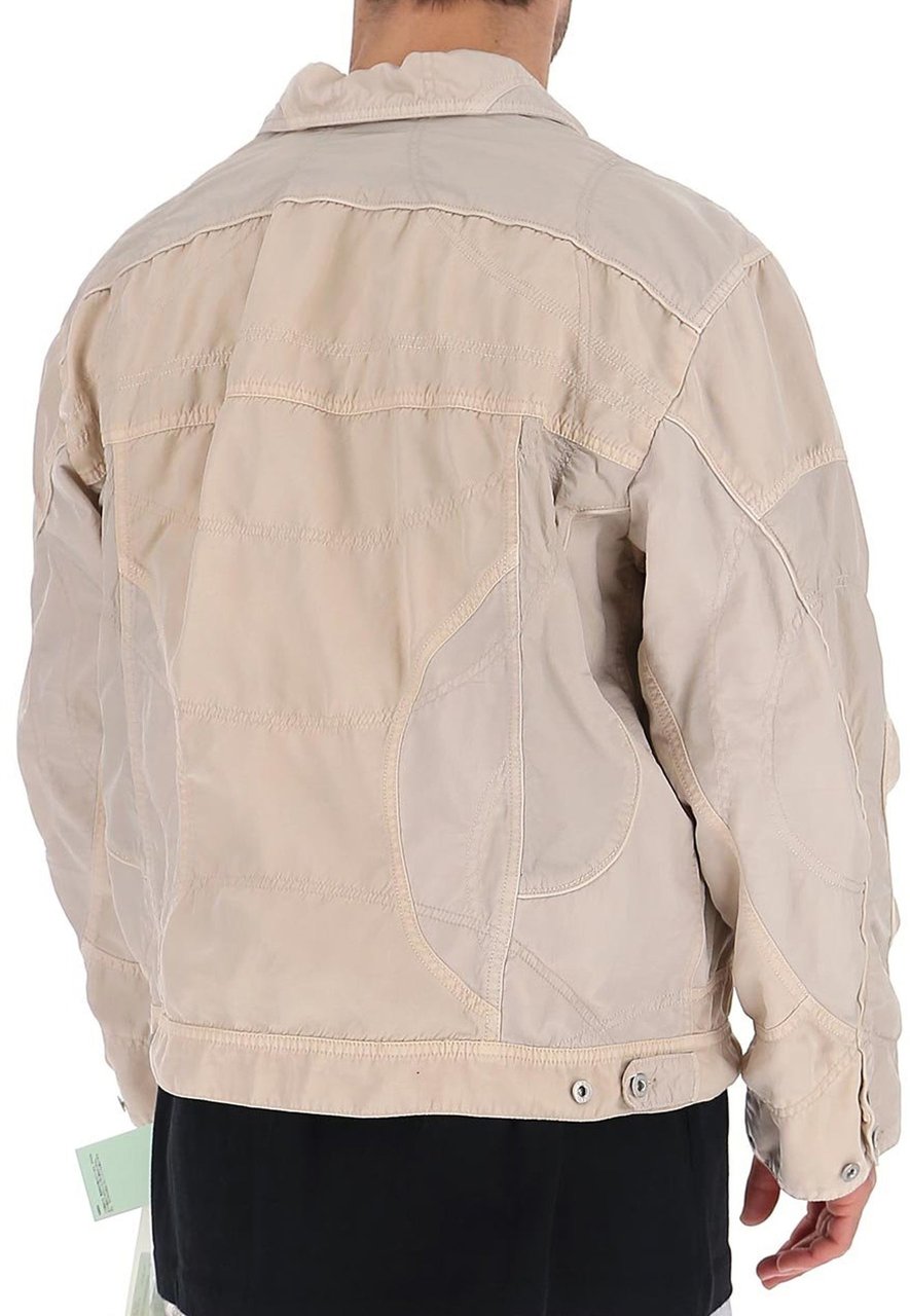 OFF-WHITE Off-White Logo Windbreaker Bomber Jacket Beige