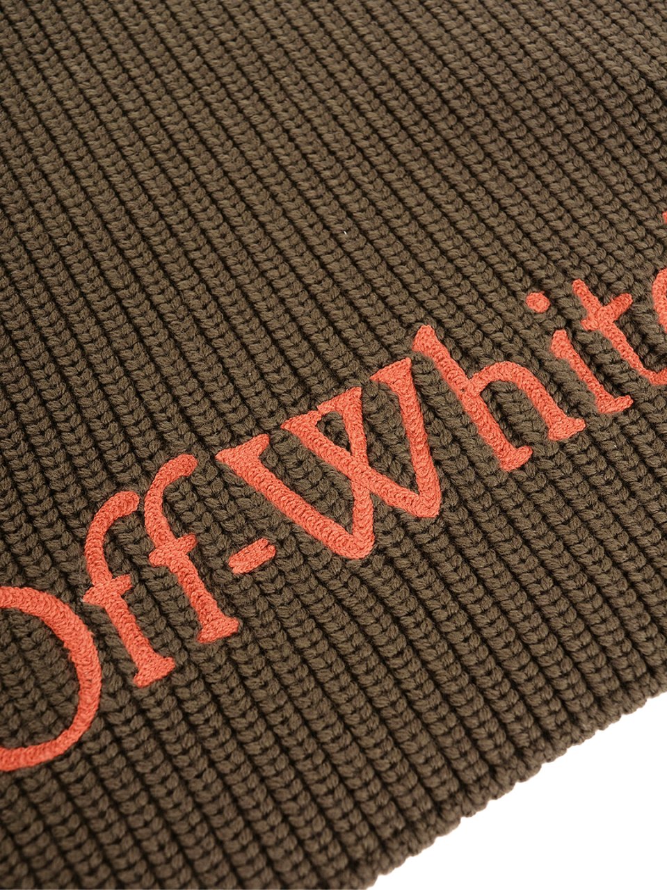 OFF-WHITE Bookish Logo Knit Wool Scarf Groen