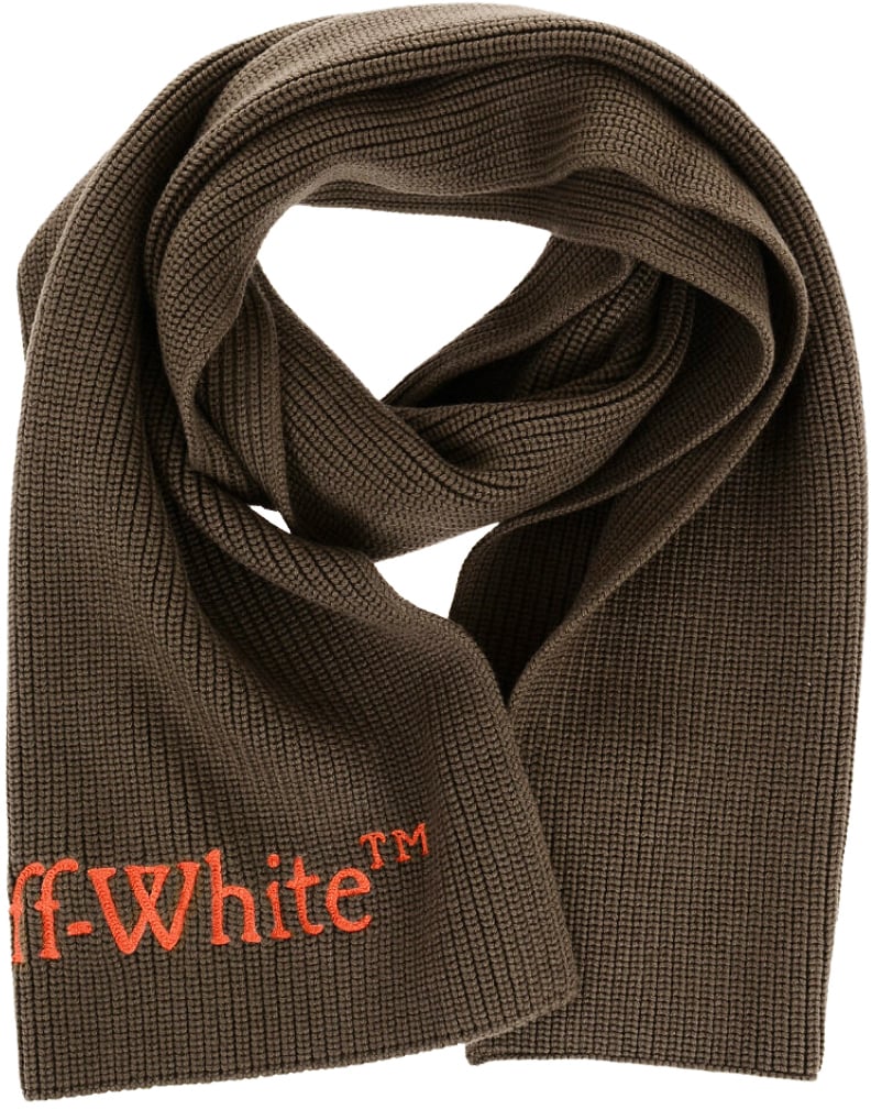 OFF-WHITE Bookish Logo Knit Wool Scarf Groen