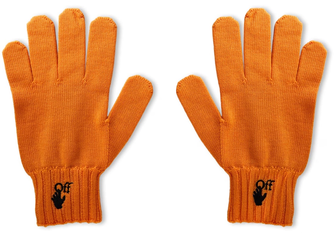 OFF-WHITE Hand Off Logo Wool Gloves Oranje