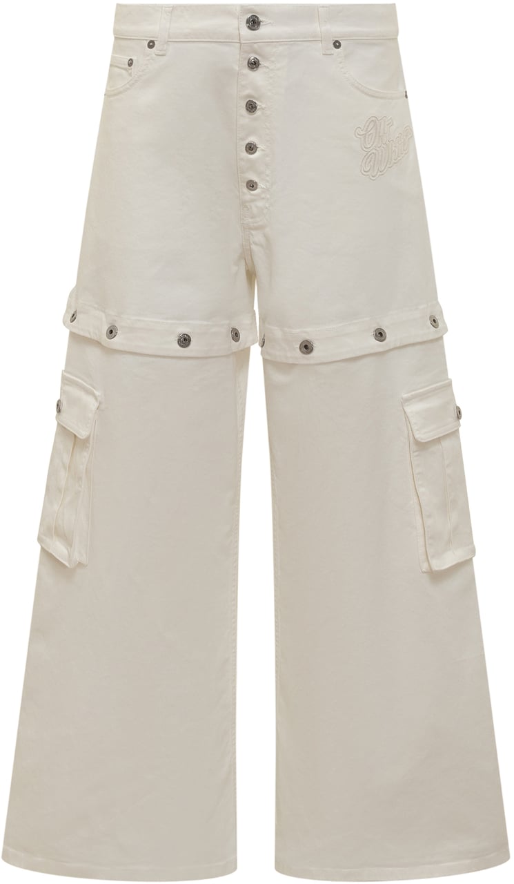 OFF-WHITE Jeans Super Baggy con Logo Anni 90S Wit
