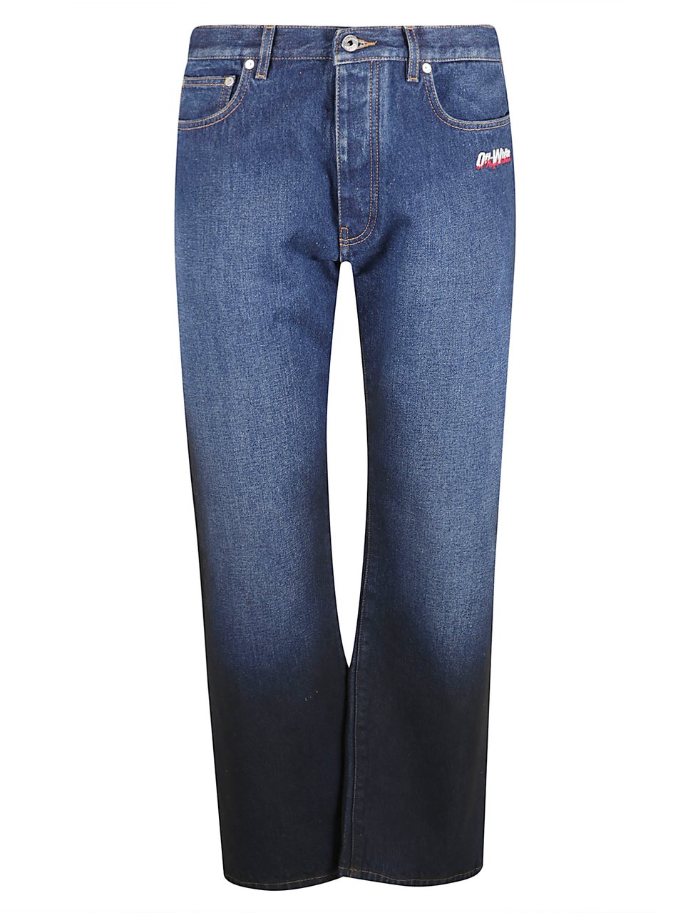 OFF-WHITE Gradient Effect Cotton Denim Jeans Blauw