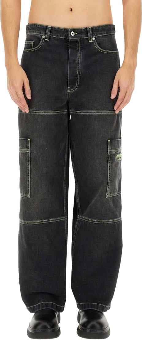 OFF-WHITE Relaxed Fit Cargo Jeans Zwart