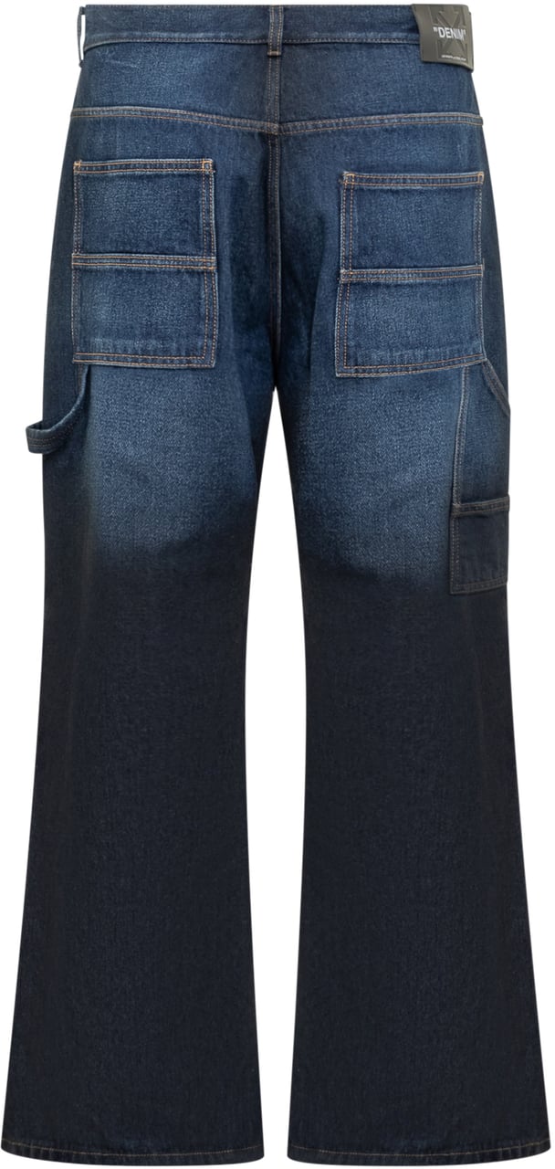 OFF-WHITE Jeans Off-White a Gamba Larga in Denim Blu Blauw