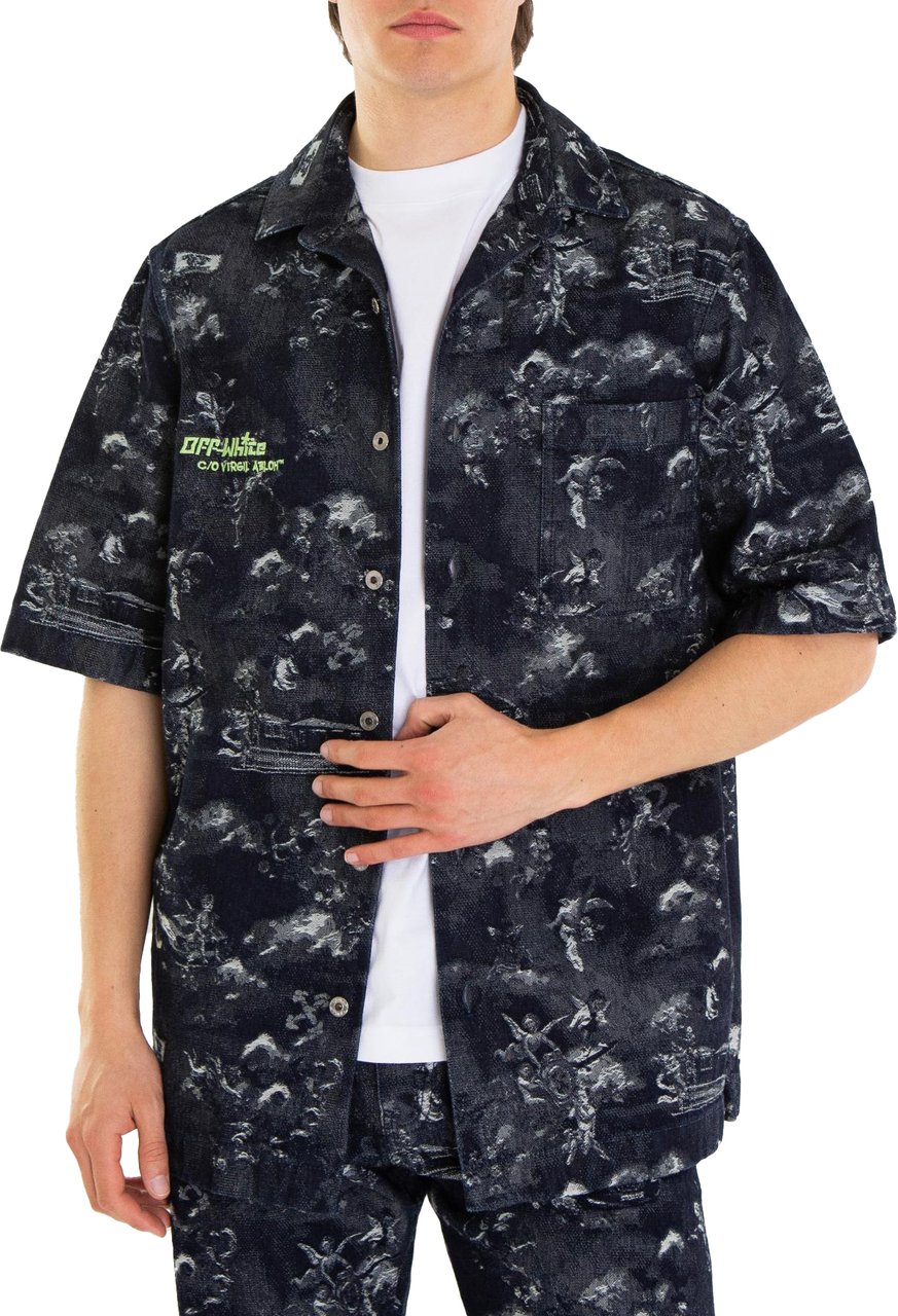 OFF-WHITE Heren Fresco Jacq Shirt Blauw Blauw