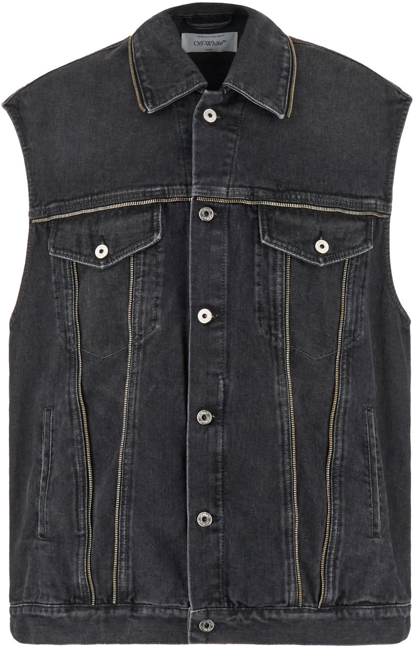 OFF-WHITE Off White Dark grey denim sleeveless oversize jacket Grijs