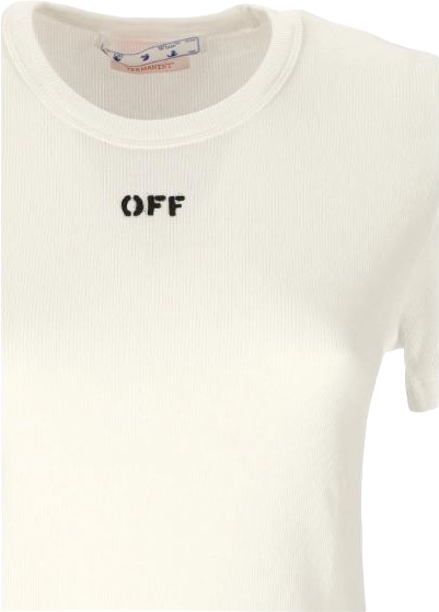 OFF-WHITE T-shirt bianca in cotone elasticizzato Wit