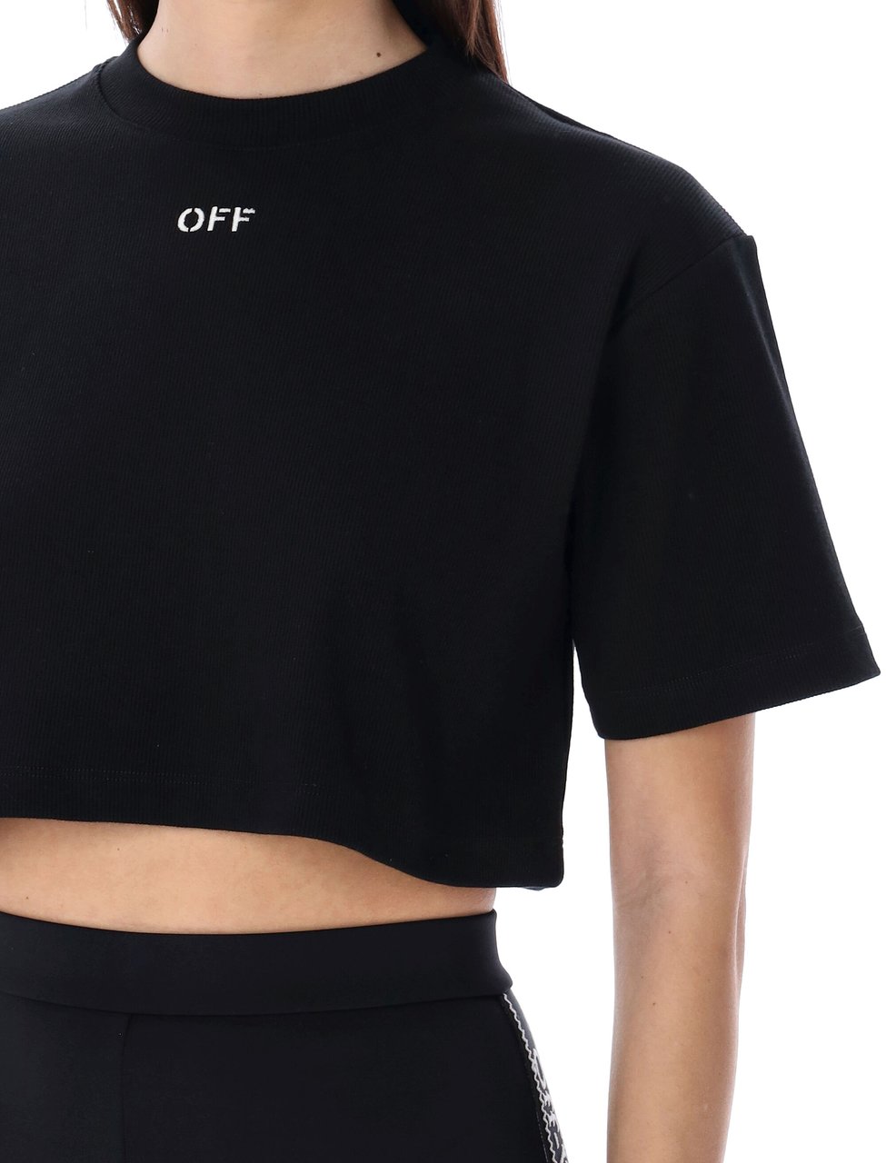 OFF-WHITE Cropped Tee Nero Zwart