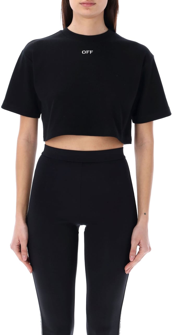 OFF-WHITE Off stamp rib cropped tee Zwart