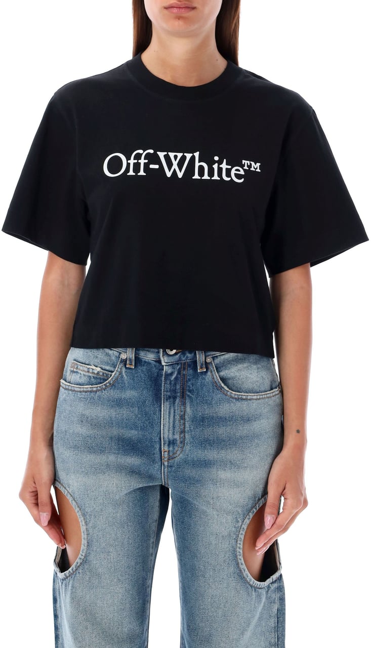 OFF-WHITE Tshirt Big Lofo Crop Nero Zwart