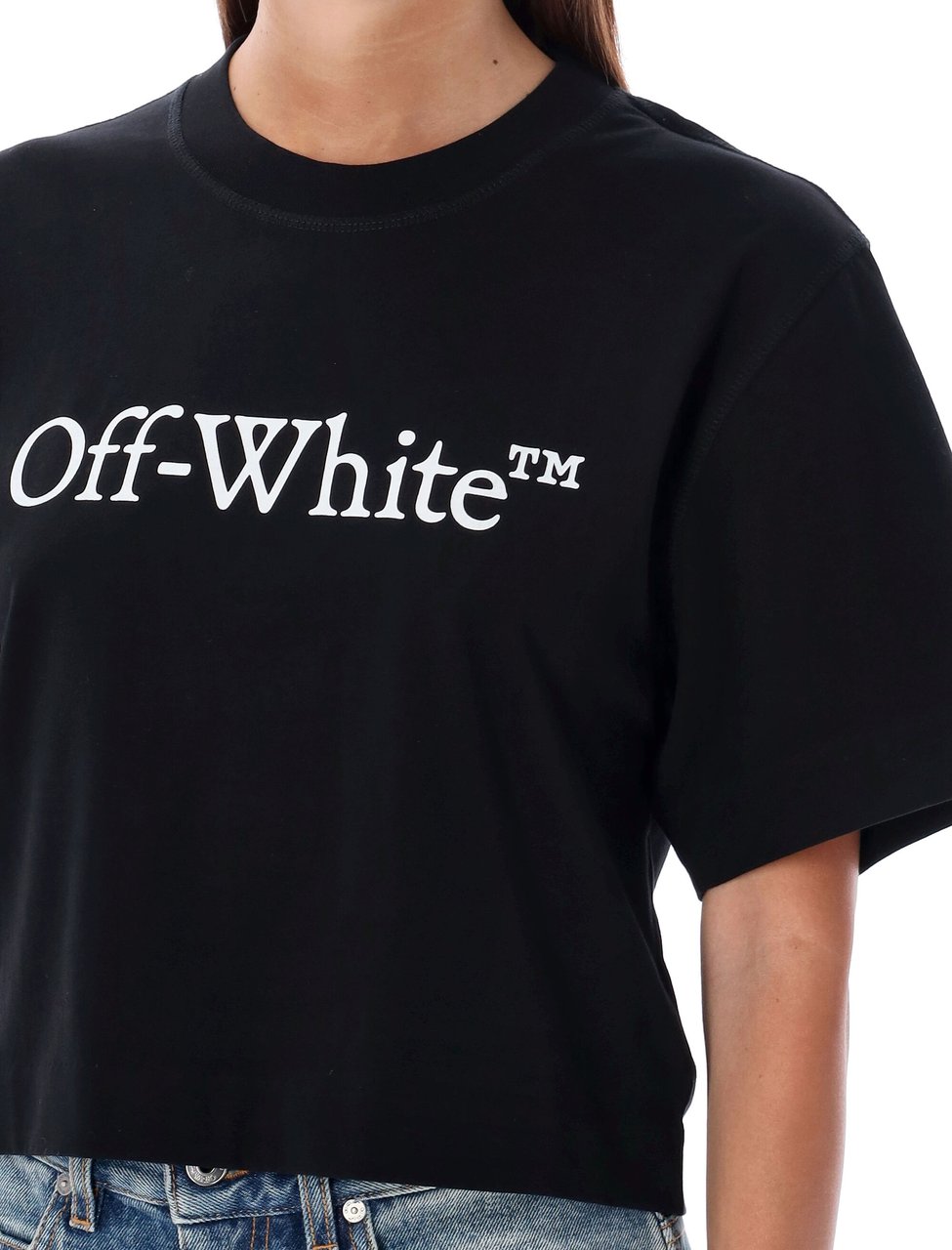 OFF-WHITE Tshirt Big Lofo Crop Nero Zwart