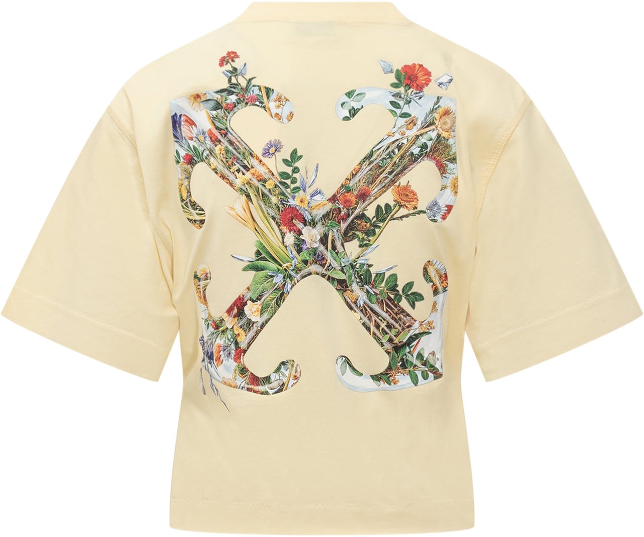 OFF-WHITE Off-White T-shirt Crop con Stampa Floreale Geel