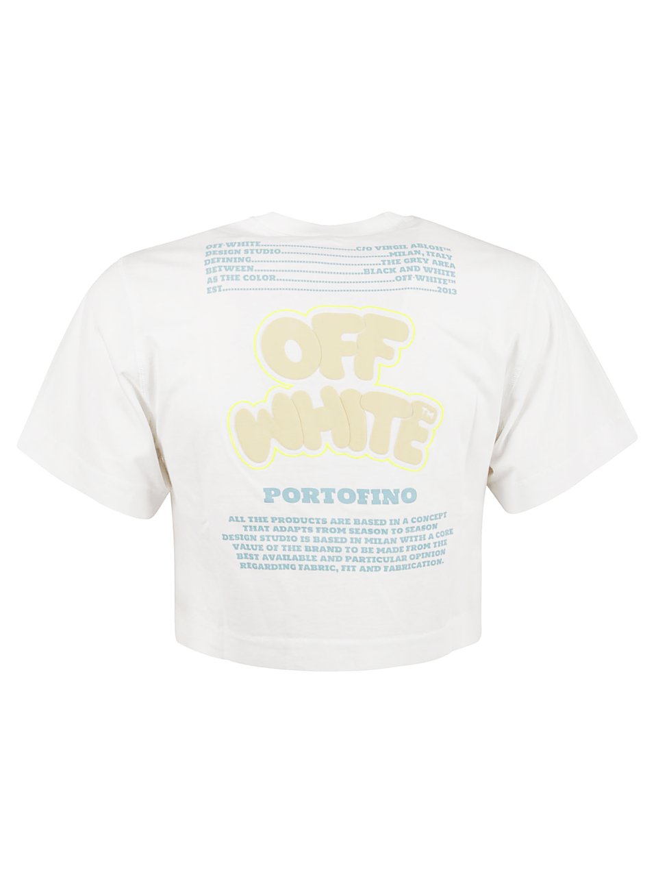OFF-WHITE Cropped Short-Sleeve Cotton T-Shirt with Graphic Prints Wit
