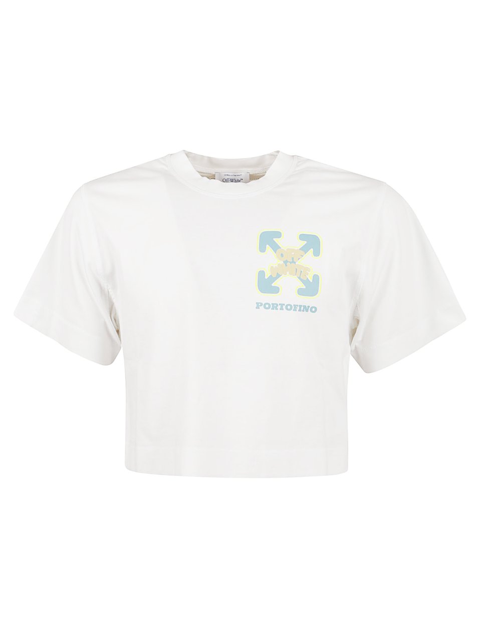 OFF-WHITE Cropped Short-Sleeve Cotton T-Shirt with Graphic Prints Wit