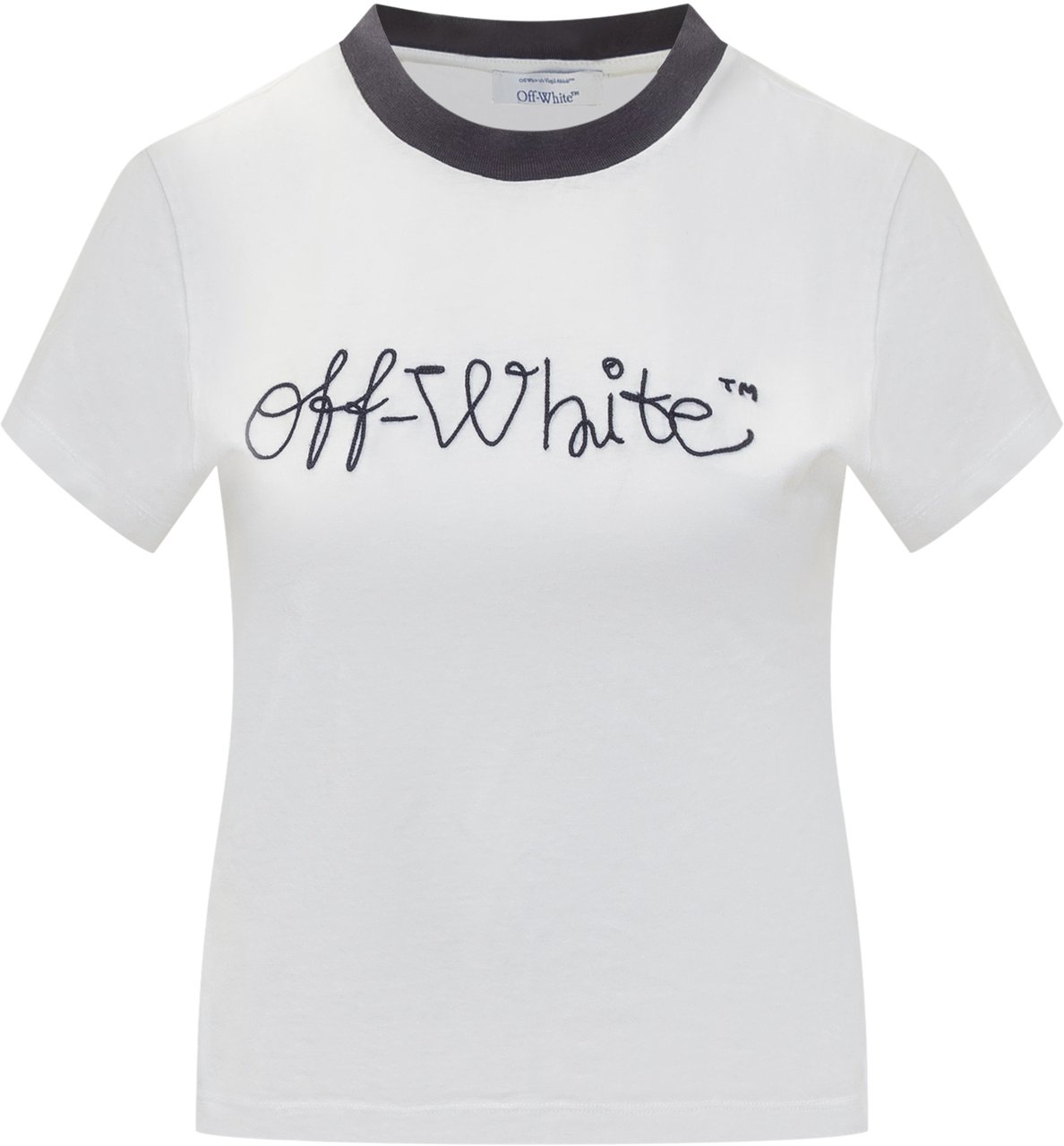 OFF-WHITE Off-White T-Shirt Bianca con Ricamo Logo Wit