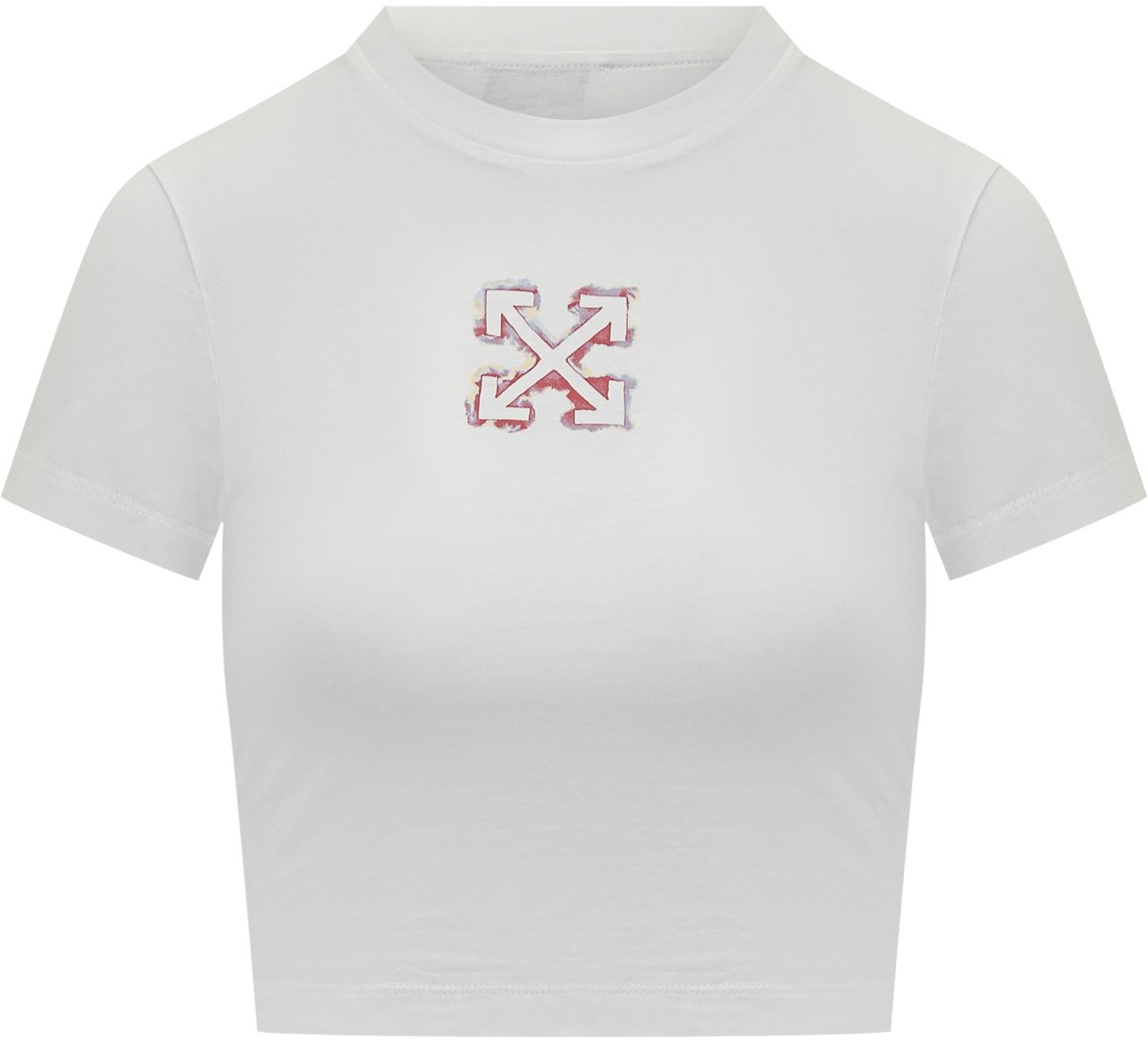 OFF-WHITE Off-White T-Shirt Crop Bianca con Logo Arrows Wit
