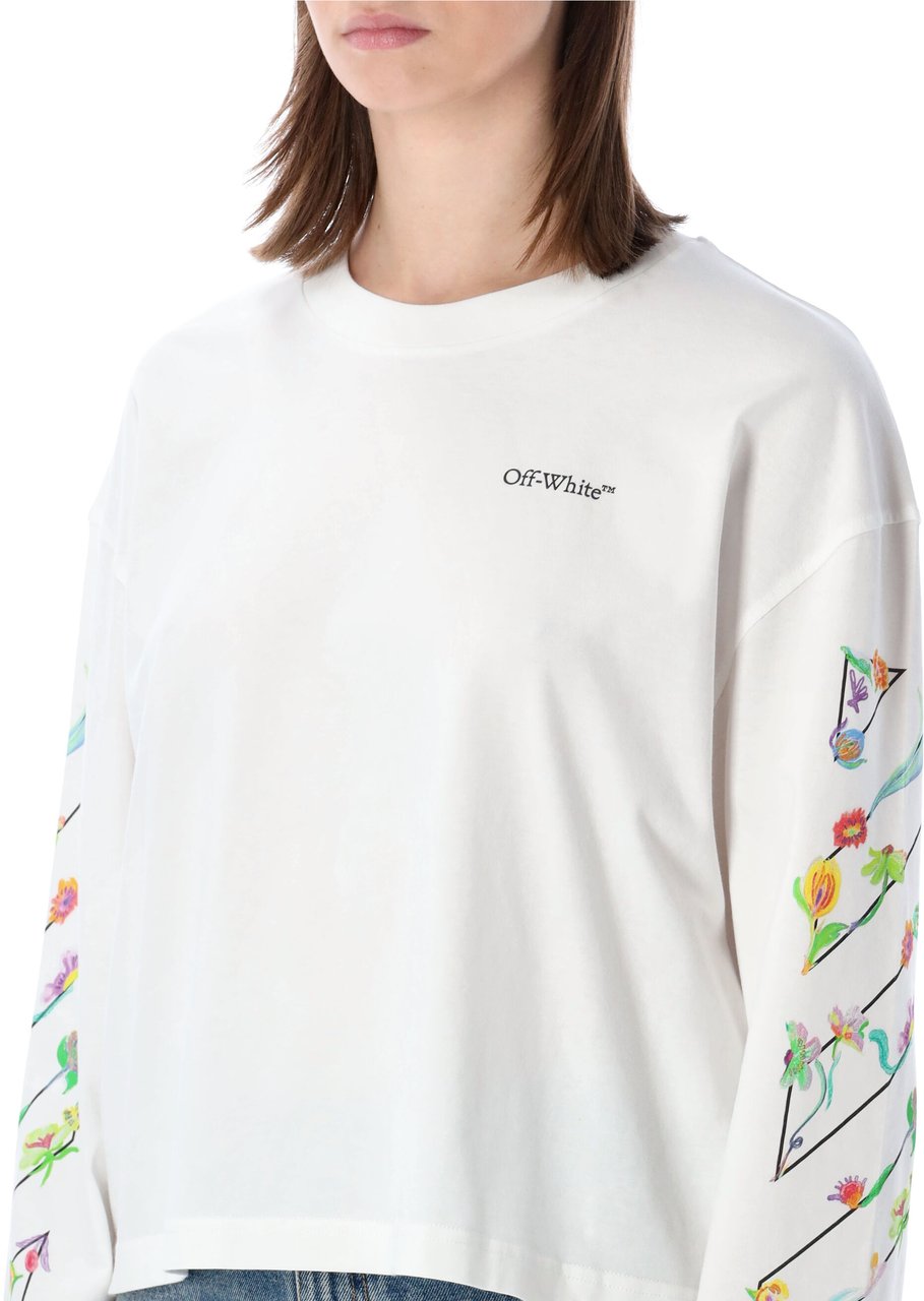 OFF-WHITE Flower Tee Long Sleeve Bianco Wit