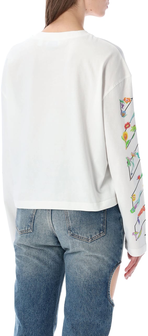 OFF-WHITE Flower Tee Long Sleeve Bianco Wit