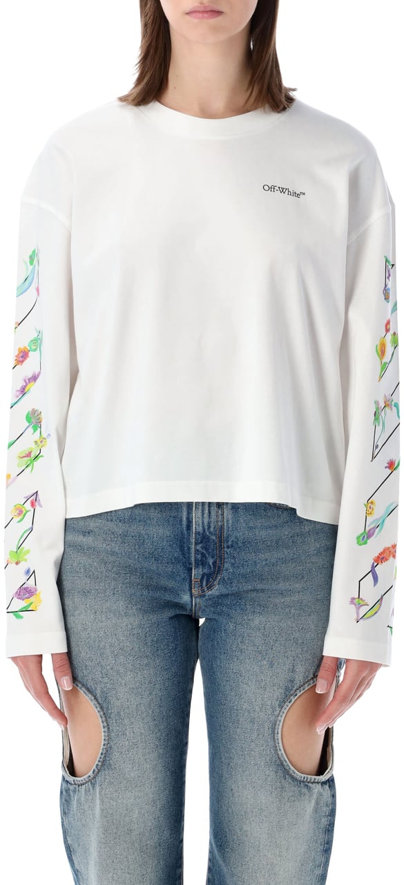 OFF-WHITE Flower Tee Long Sleeve Bianco Wit