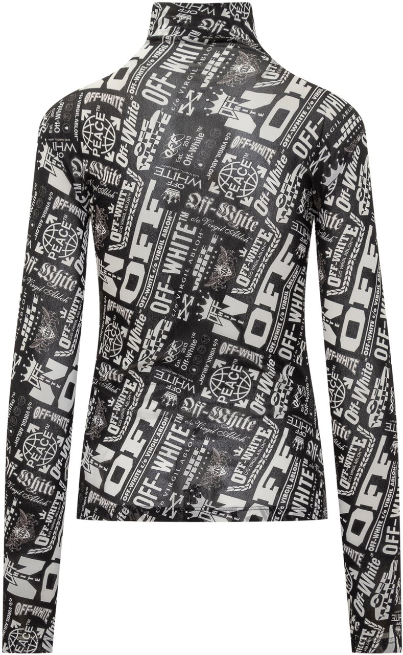 OFF-WHITE Off-White Top a Collo Alto con Stampa All Over Zwart