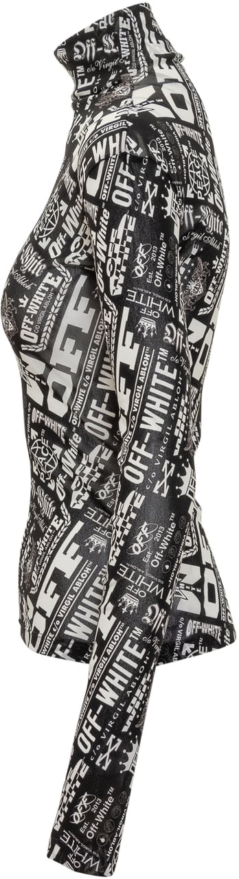 OFF-WHITE Off-White Top a Collo Alto con Stampa All Over Zwart