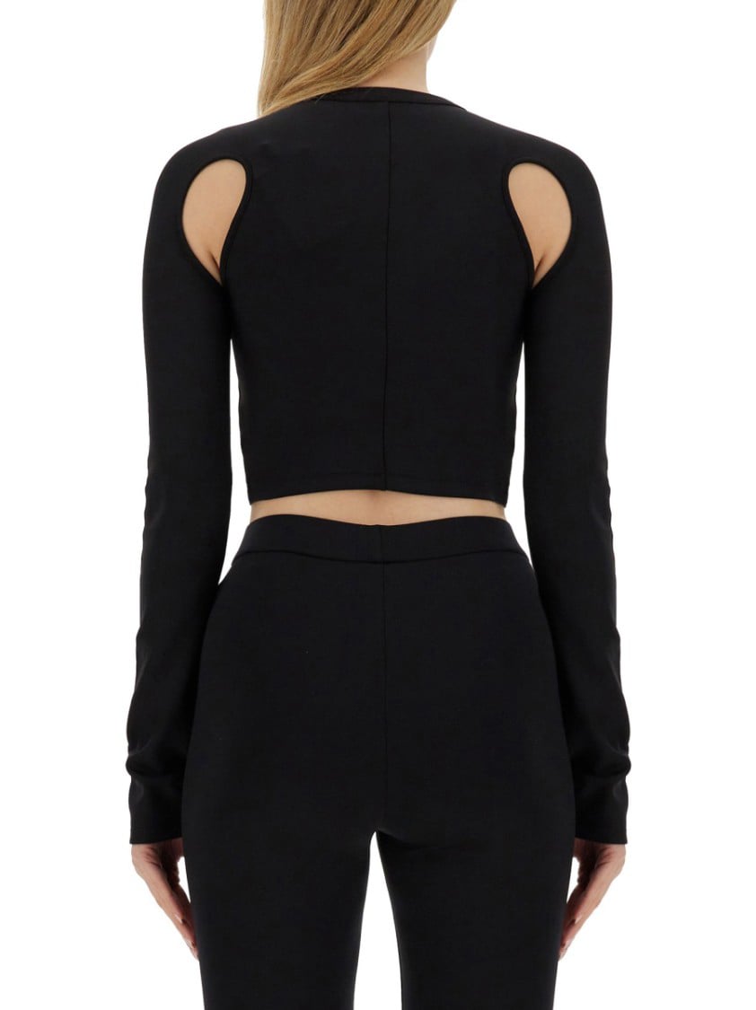 OFF-WHITE Cropped Top With Cut-Out Shoulder Details Zwart
