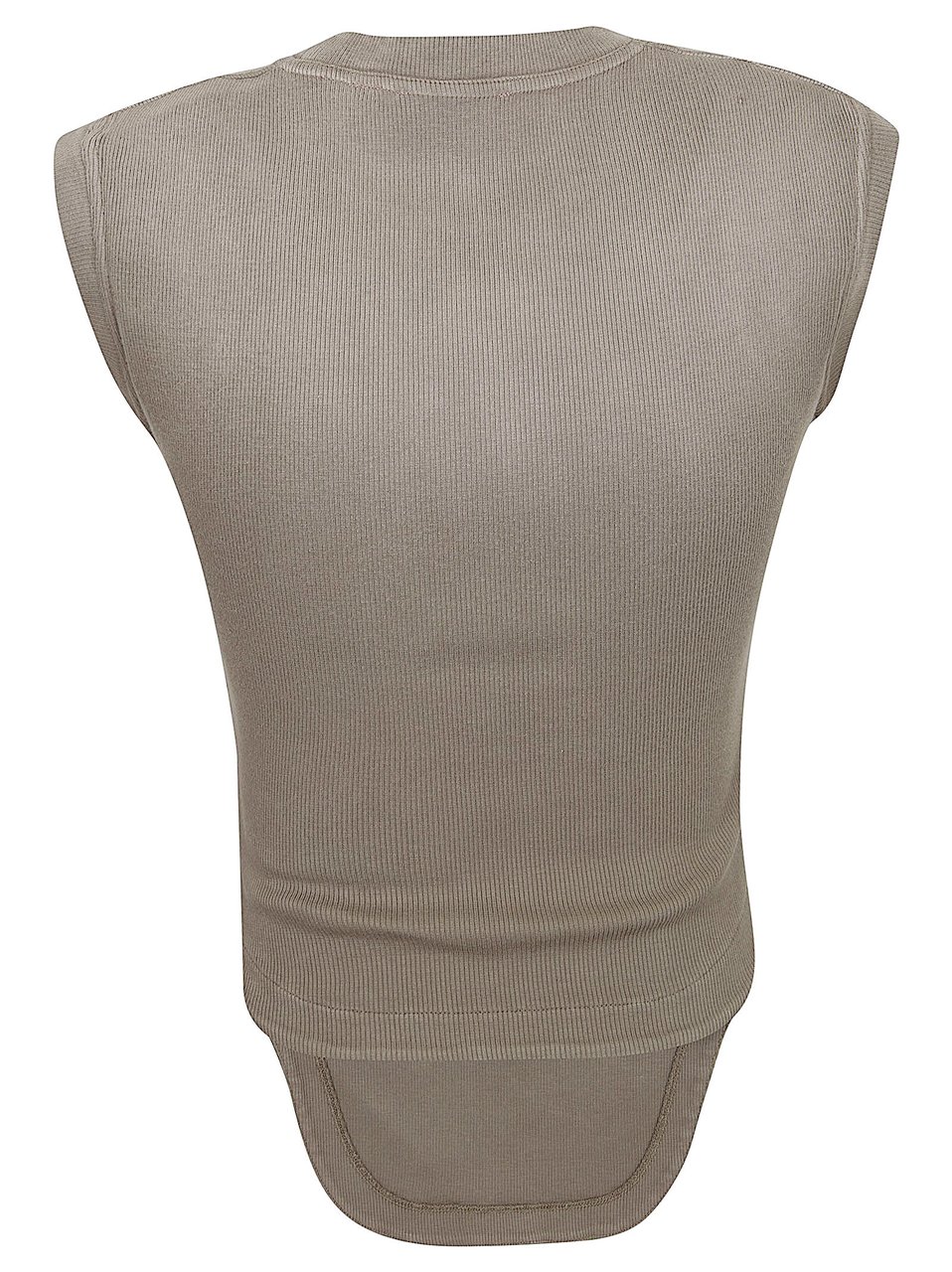 OFF-WHITE Ribbed Cotton-Elastane Sleeveless Top with Minimalist Lettering Neutraal