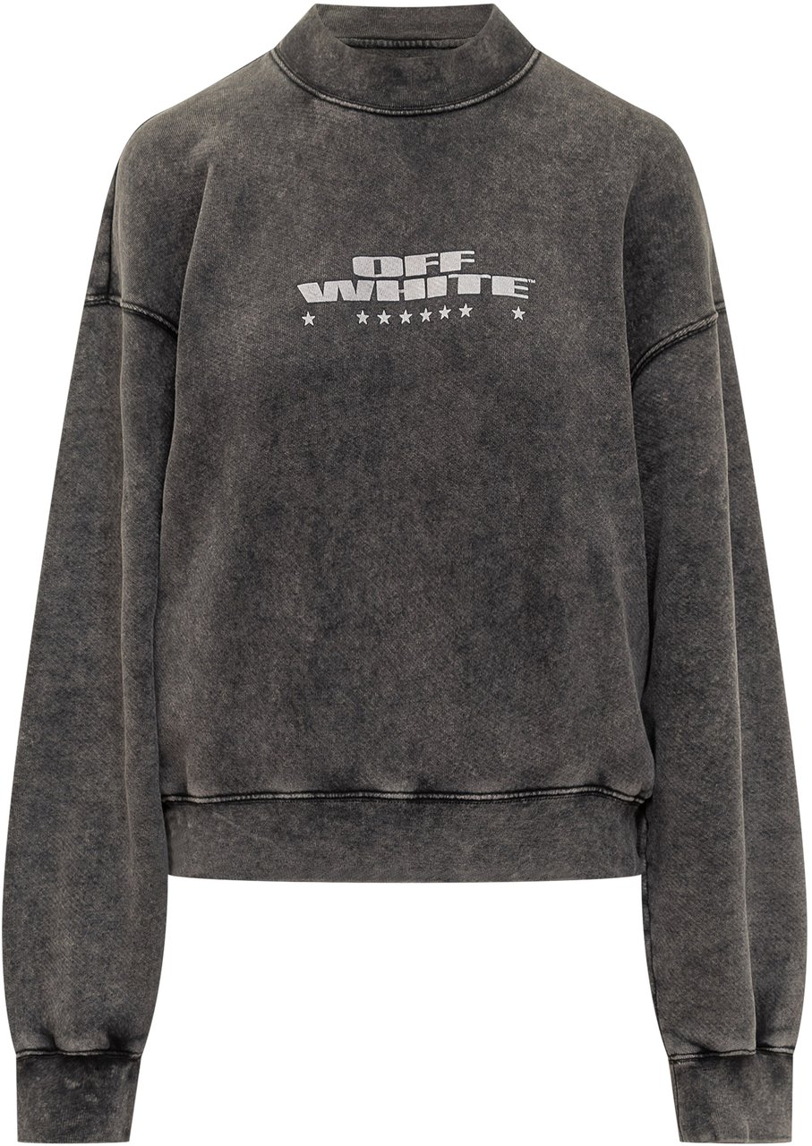 OFF-WHITE Off-White Felpa Nera Effetto Washed con Logo Grijs