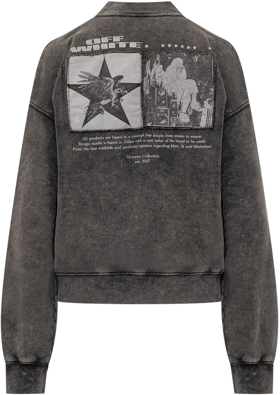 OFF-WHITE Off-White Felpa Nera Effetto Washed con Logo Grijs