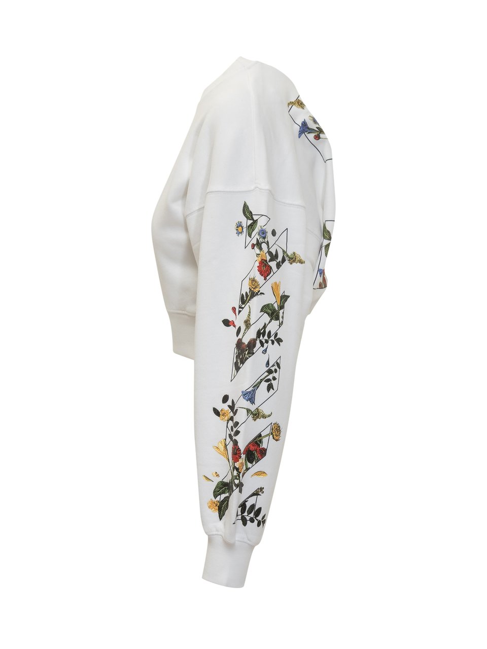 OFF-WHITE Off-White Felpa Bianca Crop con Dettagli Floreali Wit