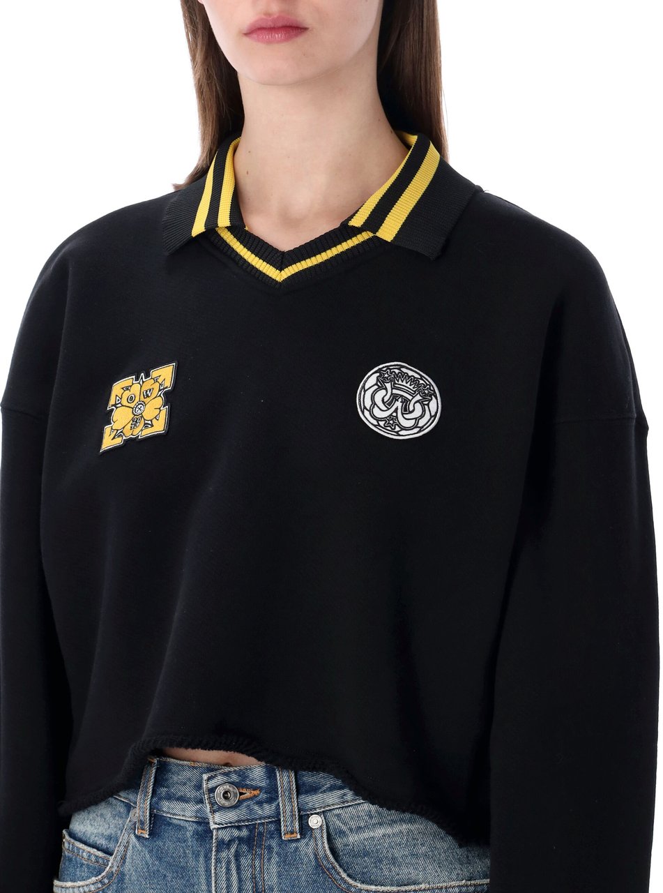 OFF-WHITE Sporty Crop Polo Fleece Nero Zwart