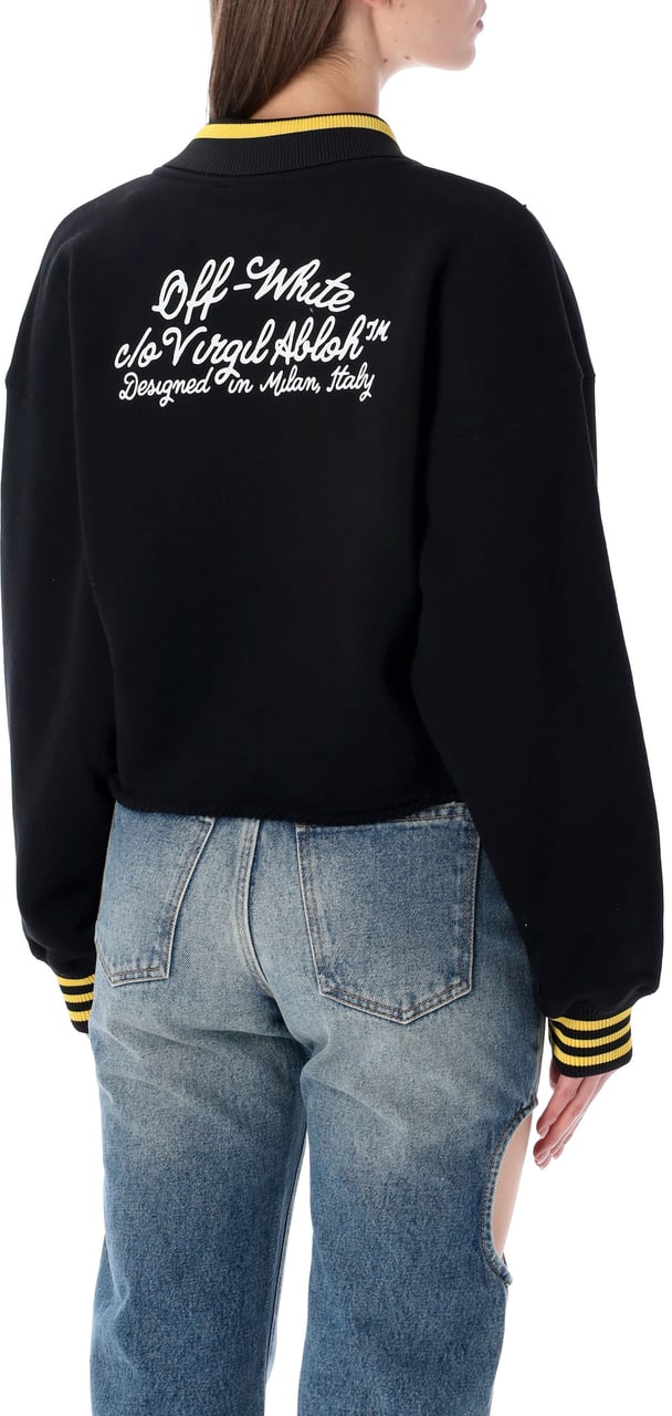 OFF-WHITE Sporty Crop Polo Fleece Nero Zwart