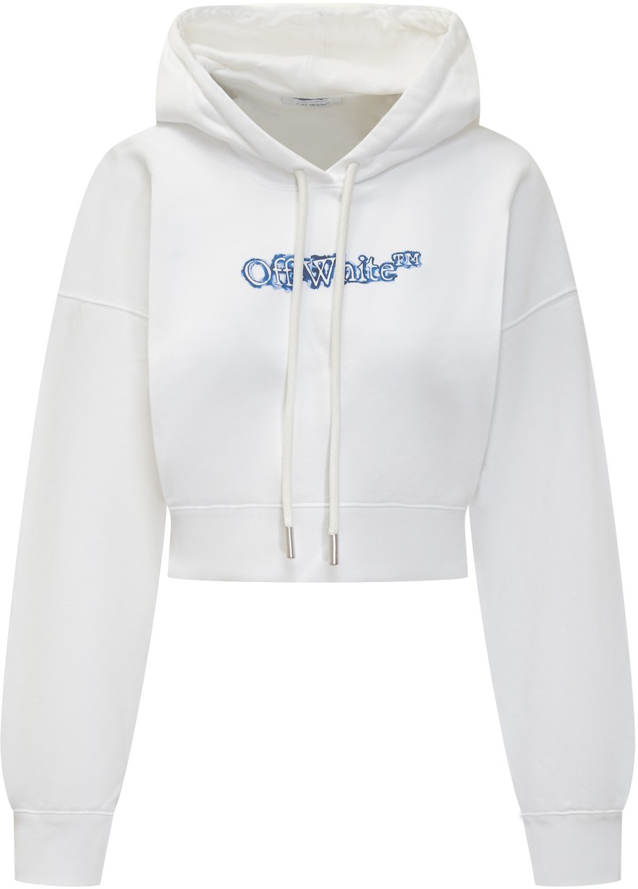 OFF-WHITE Off-White Felpa Crop con Logo Ricamato Wit