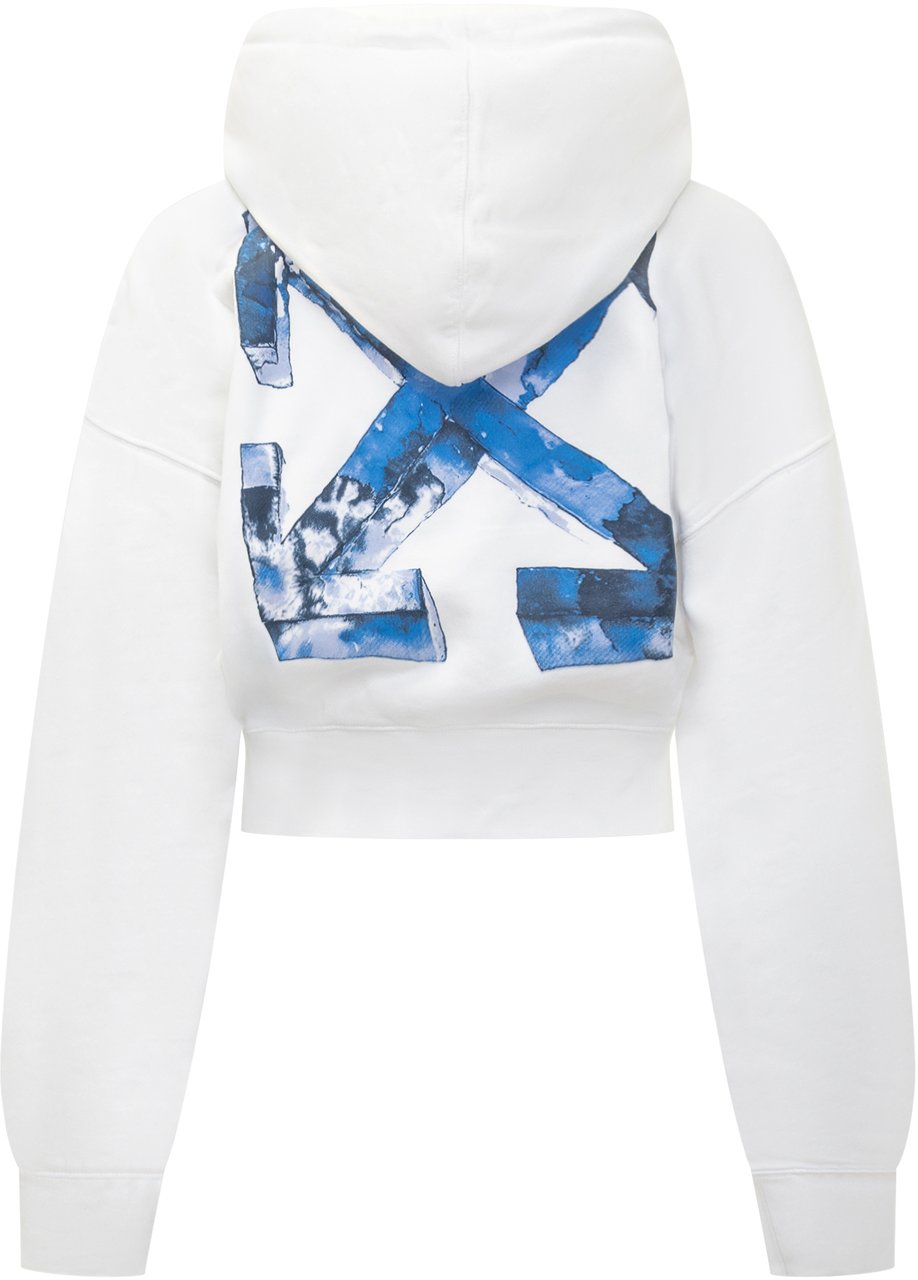 OFF-WHITE Off-White Felpa Crop con Logo Ricamato Wit