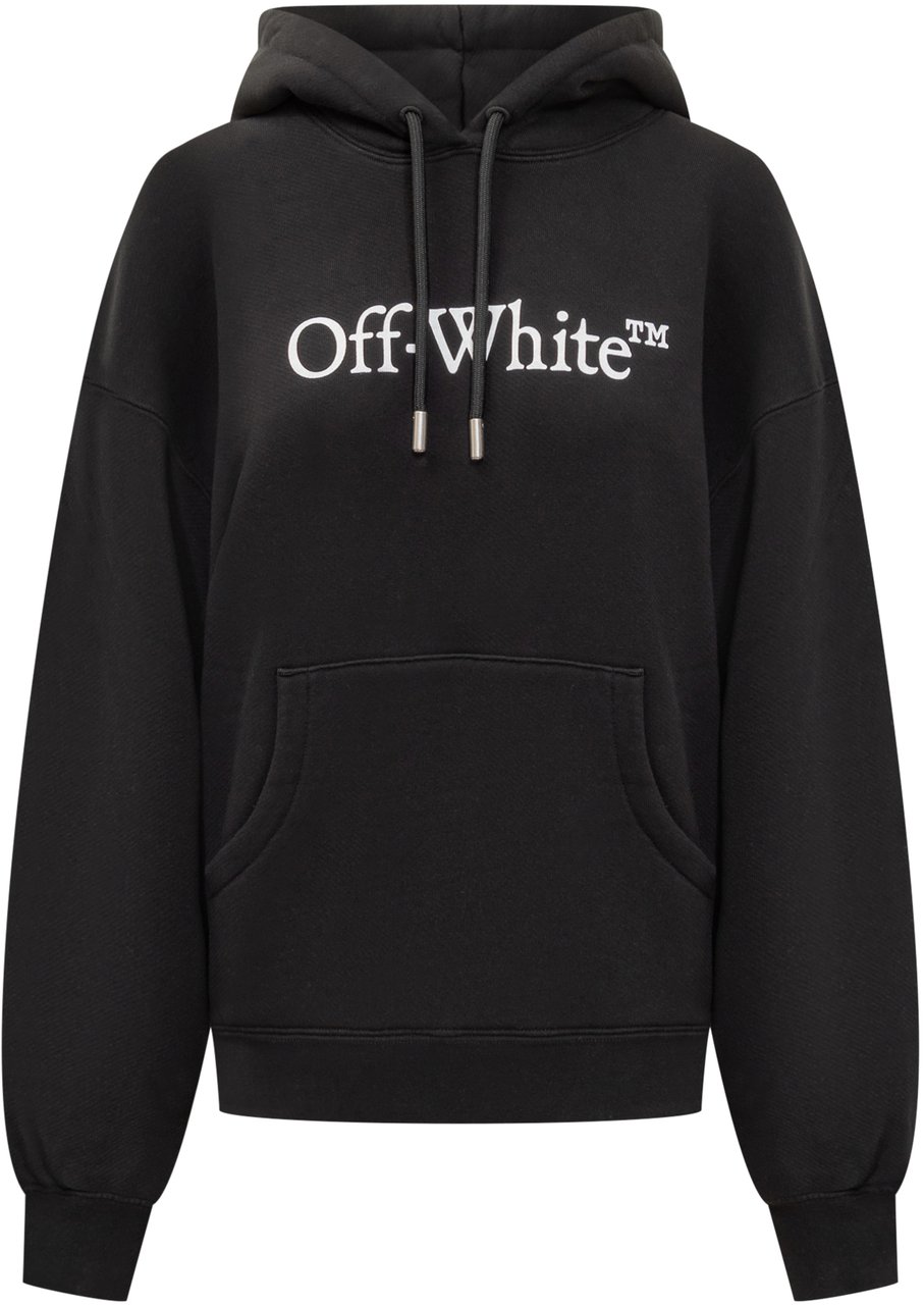OFF-WHITE Felpa con Cappuccio Off-White Nera con Logo Zwart