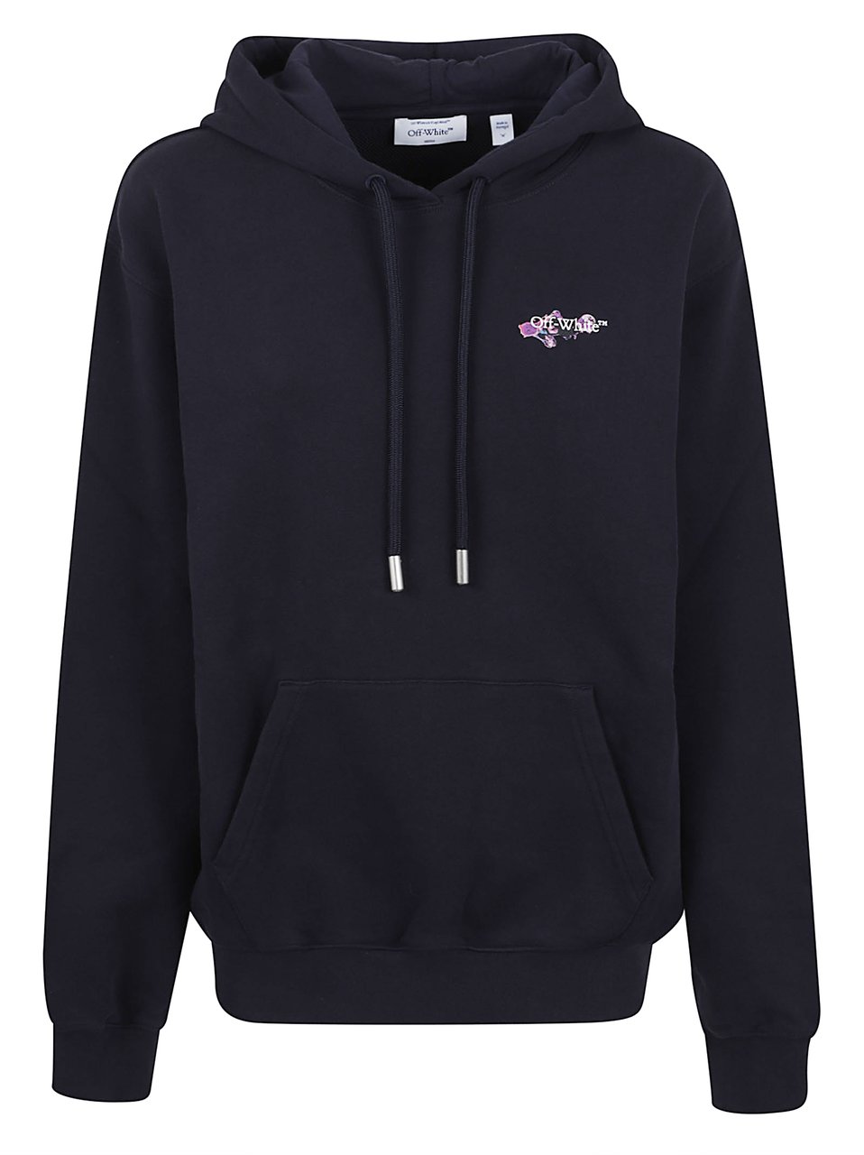 OFF-WHITE Cotton Sweatshirt with Watercolor Arrow Motif and Adjustable Hood Zwart
