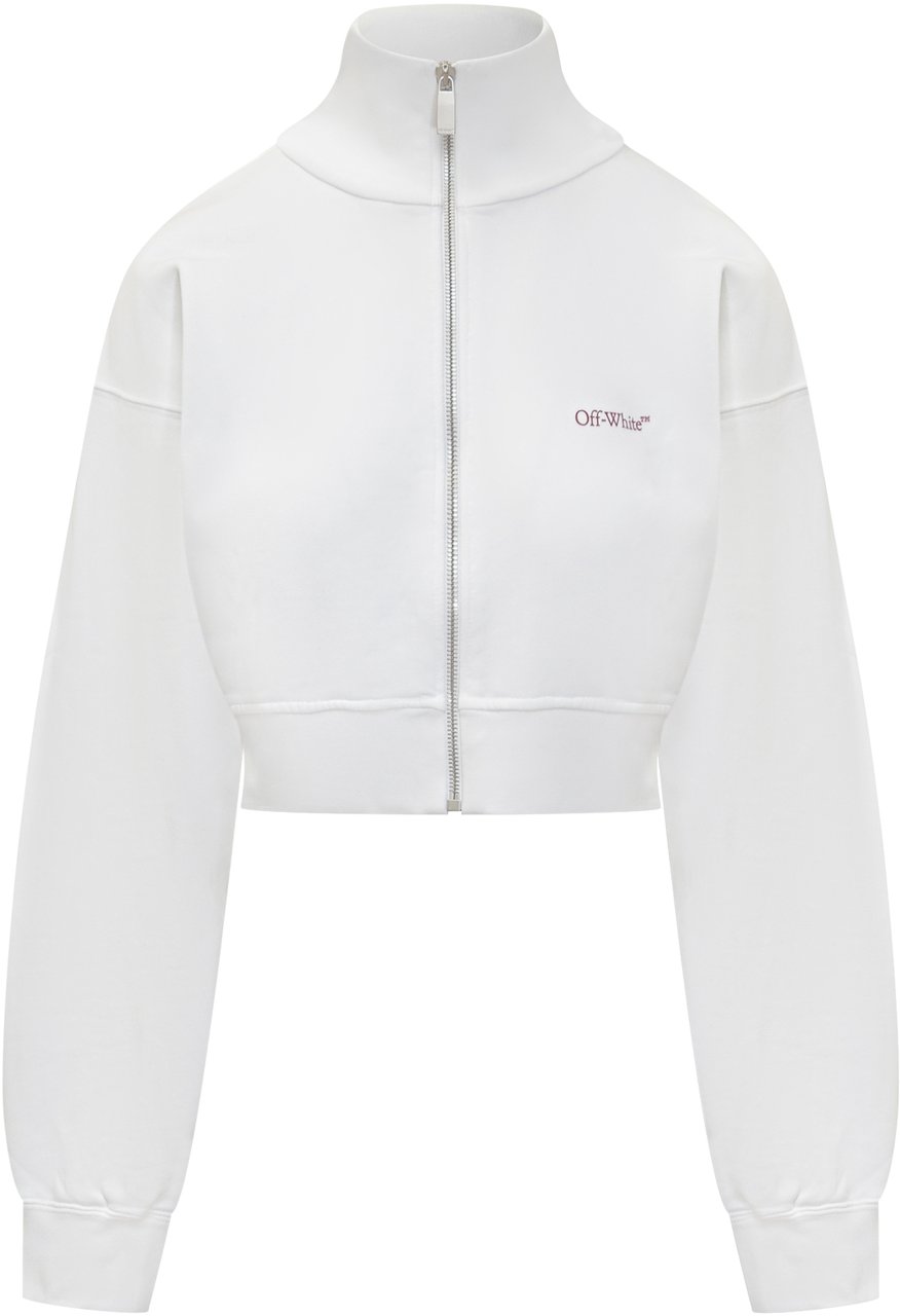 OFF-WHITE Off-White Felpa Crop Bianca con Logo e Stampa Arrow Wit
