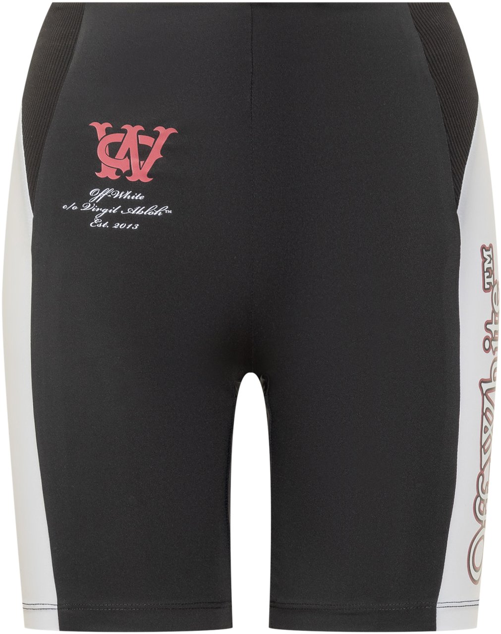 OFF-WHITE Off-White Shorts Ciclista Neri con Stampa Laterale Zwart