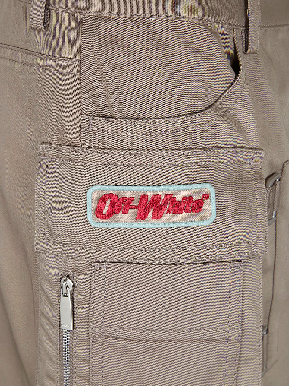 OFF-WHITE Military-Inspired Cotton Mini Skirt with Side Pocket Neutraal