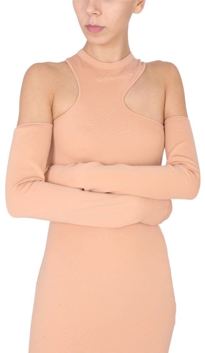 OFF-WHITE Asymmetric Mini Dress Neutraal