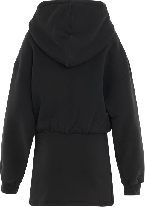 OFF-WHITE Abito nero con cappuccio con logo ricamato Zwart