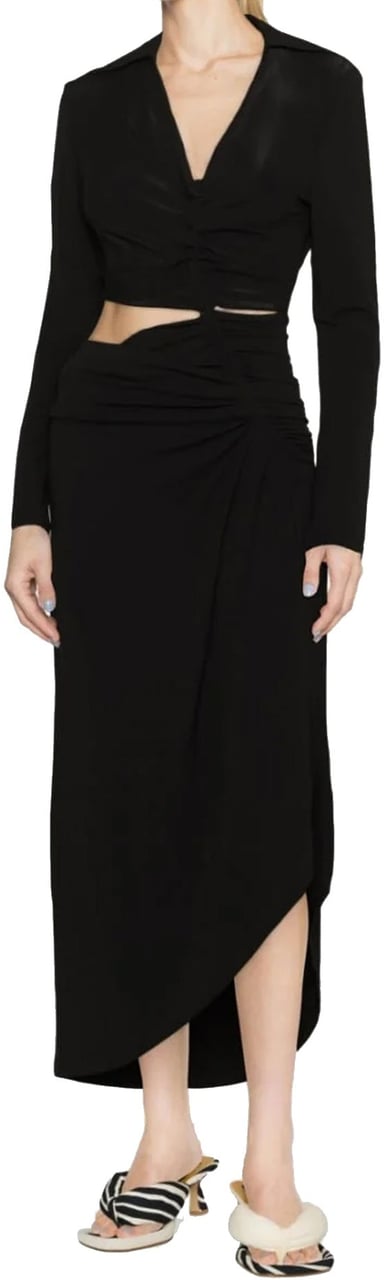 OFF-WHITE Off-White Cut-Out Midi Dress Zwart