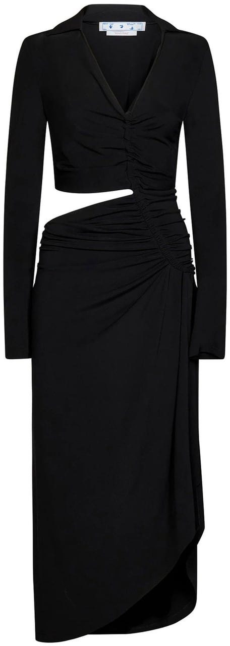 OFF-WHITE Off-White Cut-Out Midi Dress Zwart