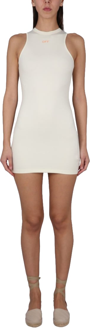 OFF-WHITE Form-Fitting Mini Dress With High Neckline Wit