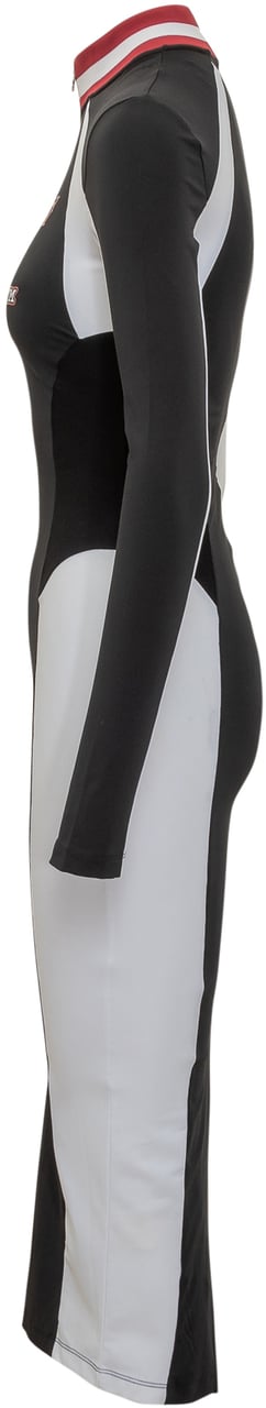 OFF-WHITE Off-White Abito Midi Nero con Zip e Logo Zwart