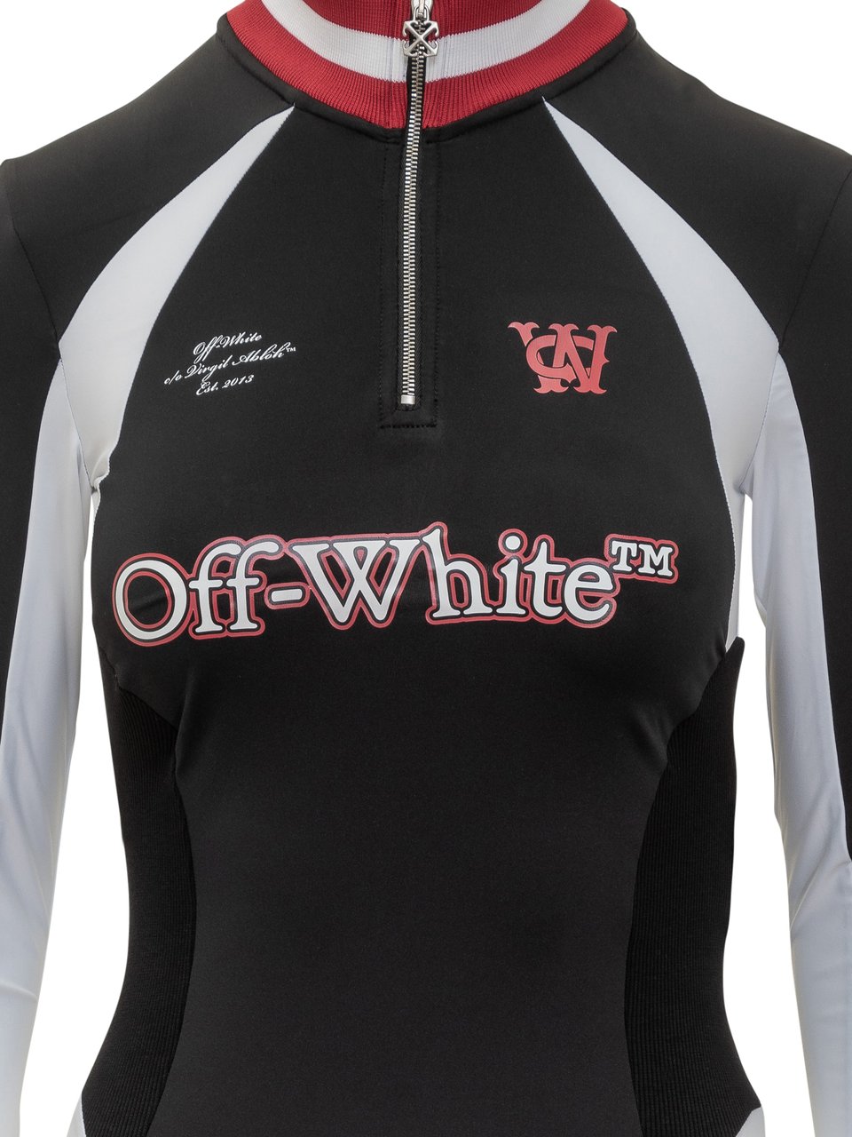 OFF-WHITE Off-White Abito Midi Nero con Zip e Logo Zwart