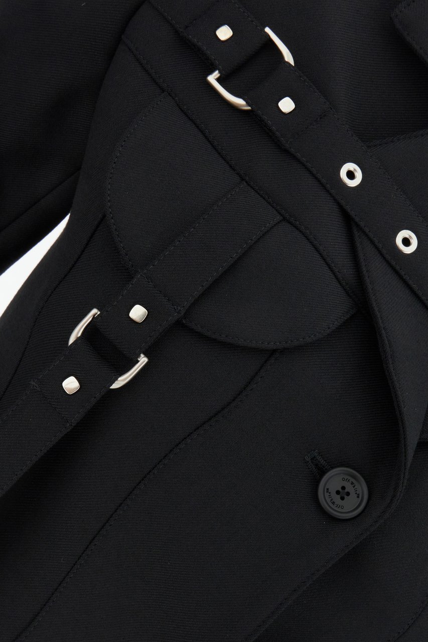 OFF-WHITE Off White Black stretch polyester blend blazer Zwart