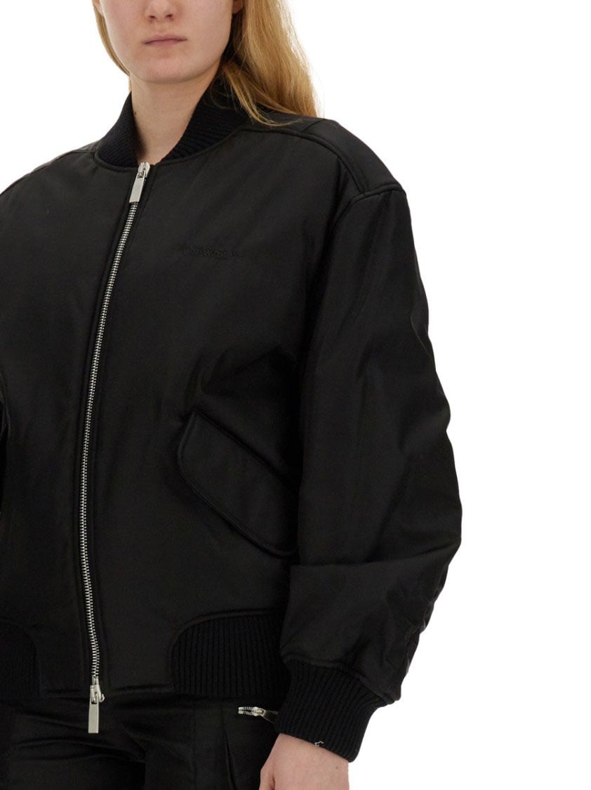 OFF-WHITE Nylon Bomber Jacket Zwart